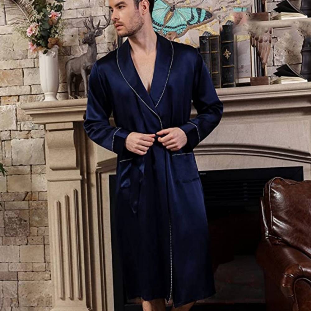 Men's pure silk robe