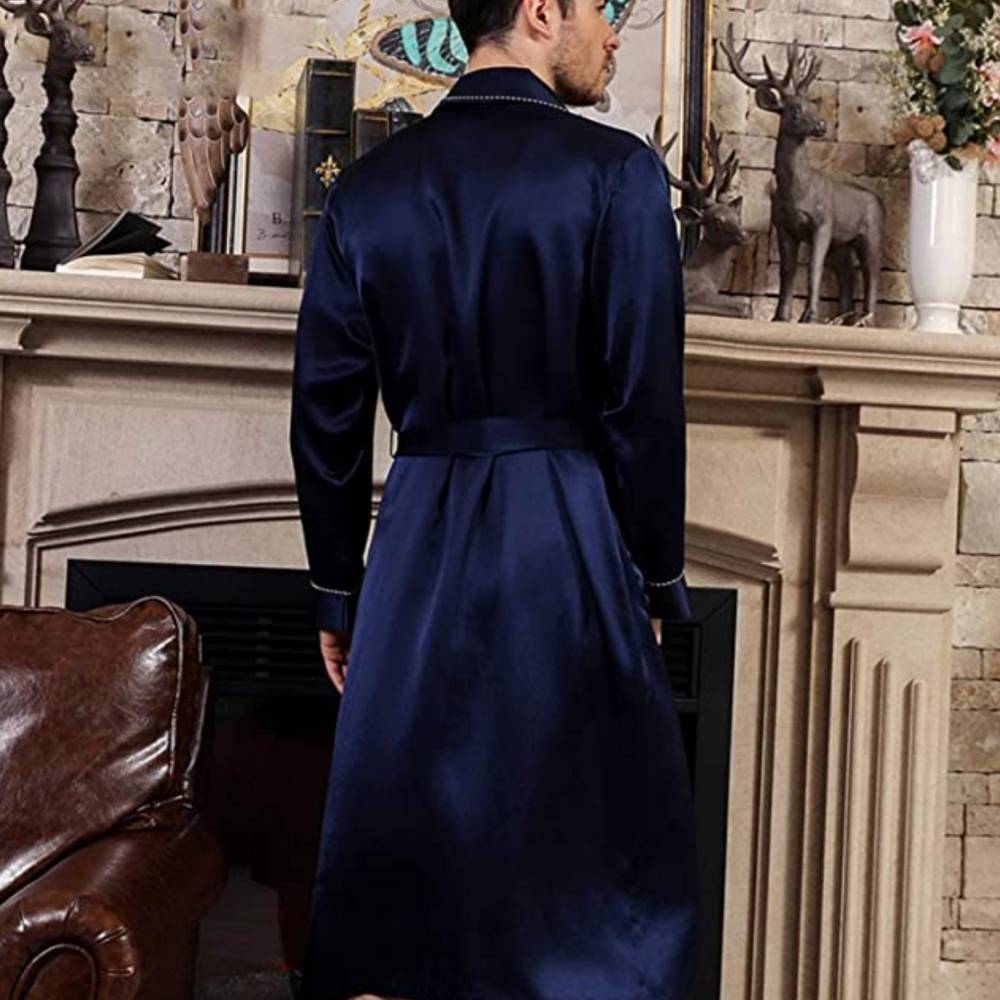 Men's long silk robe