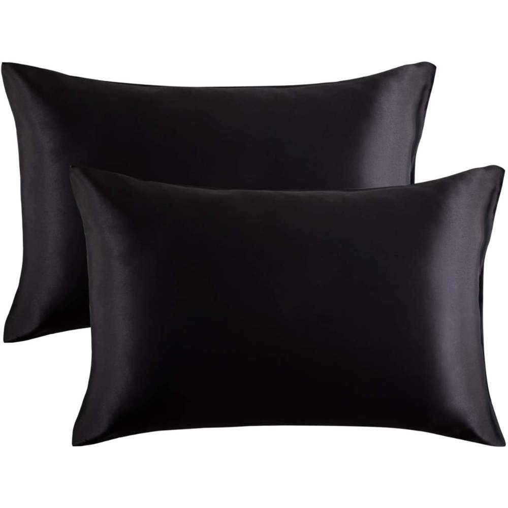 Black polyester satin pillowcase