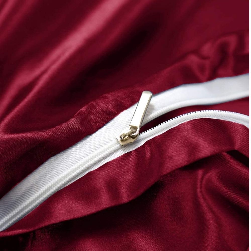 Red satin bed sheet