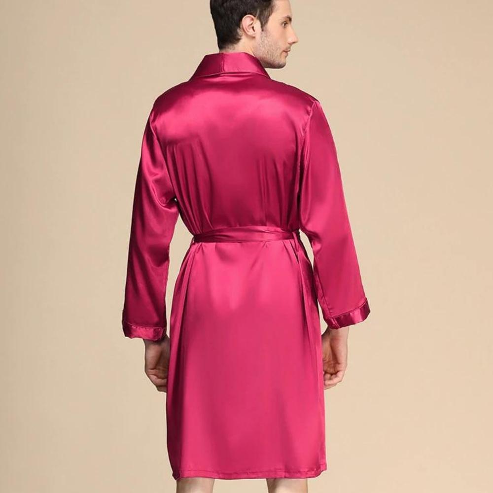 Men's red satin robe