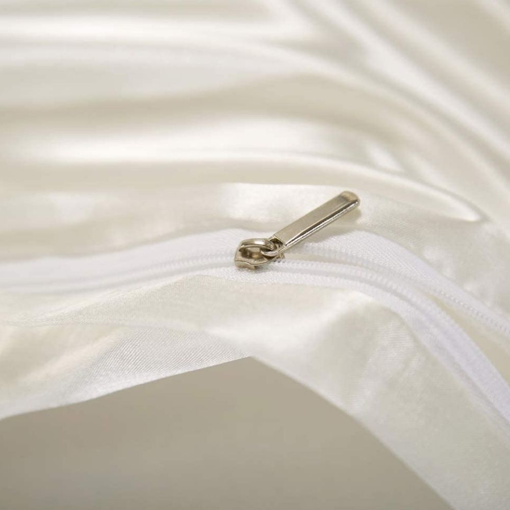 White satin bed sheet