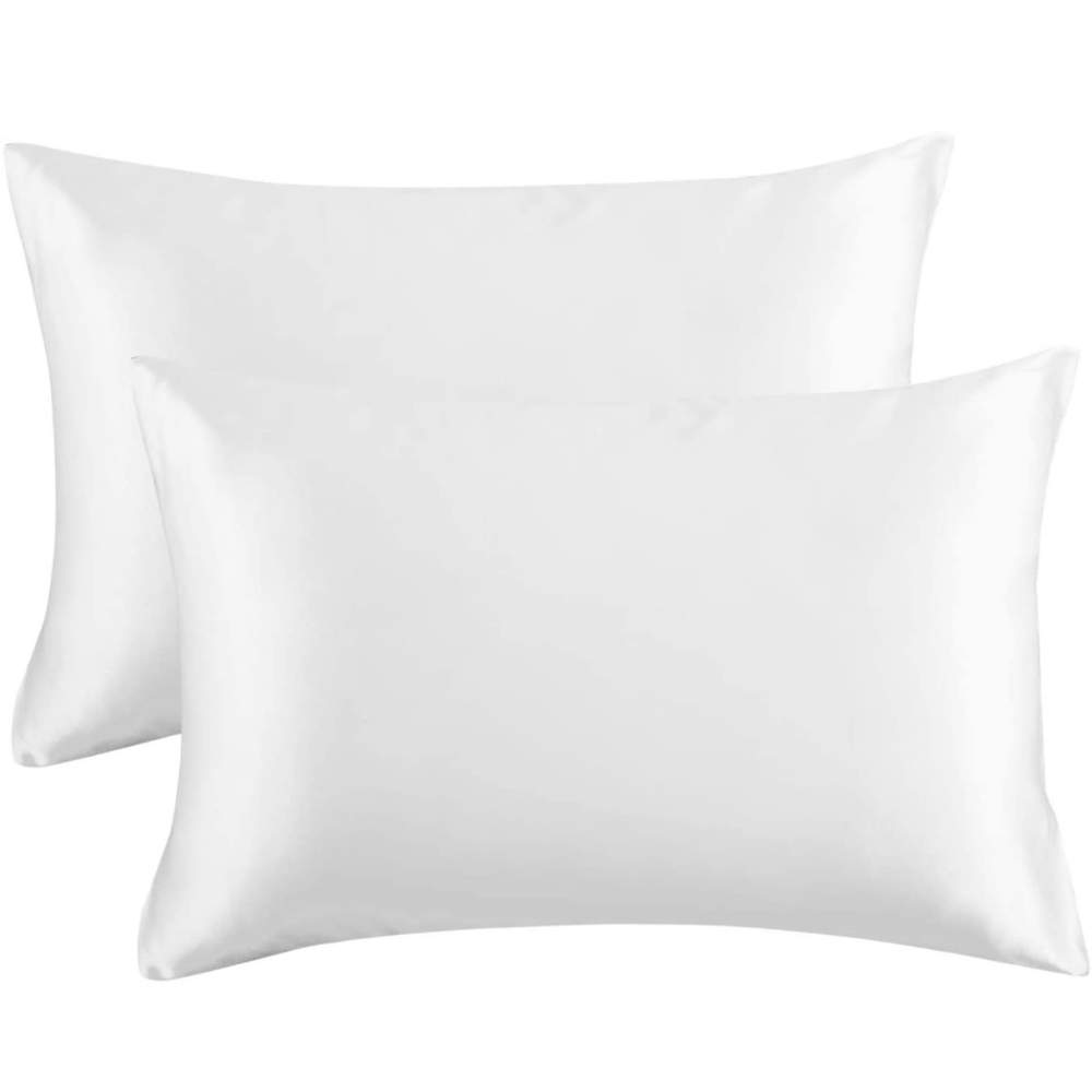 White polyester satin pillowcase