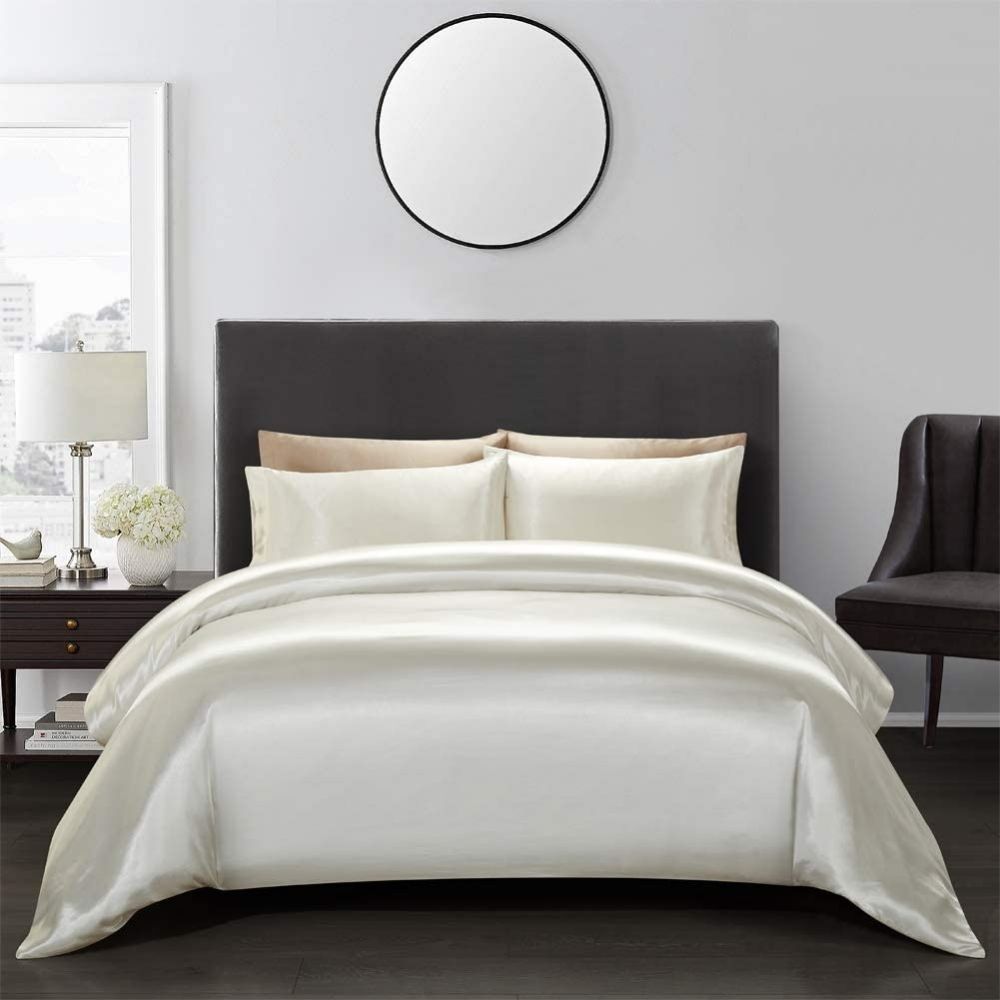 White satin bedding set