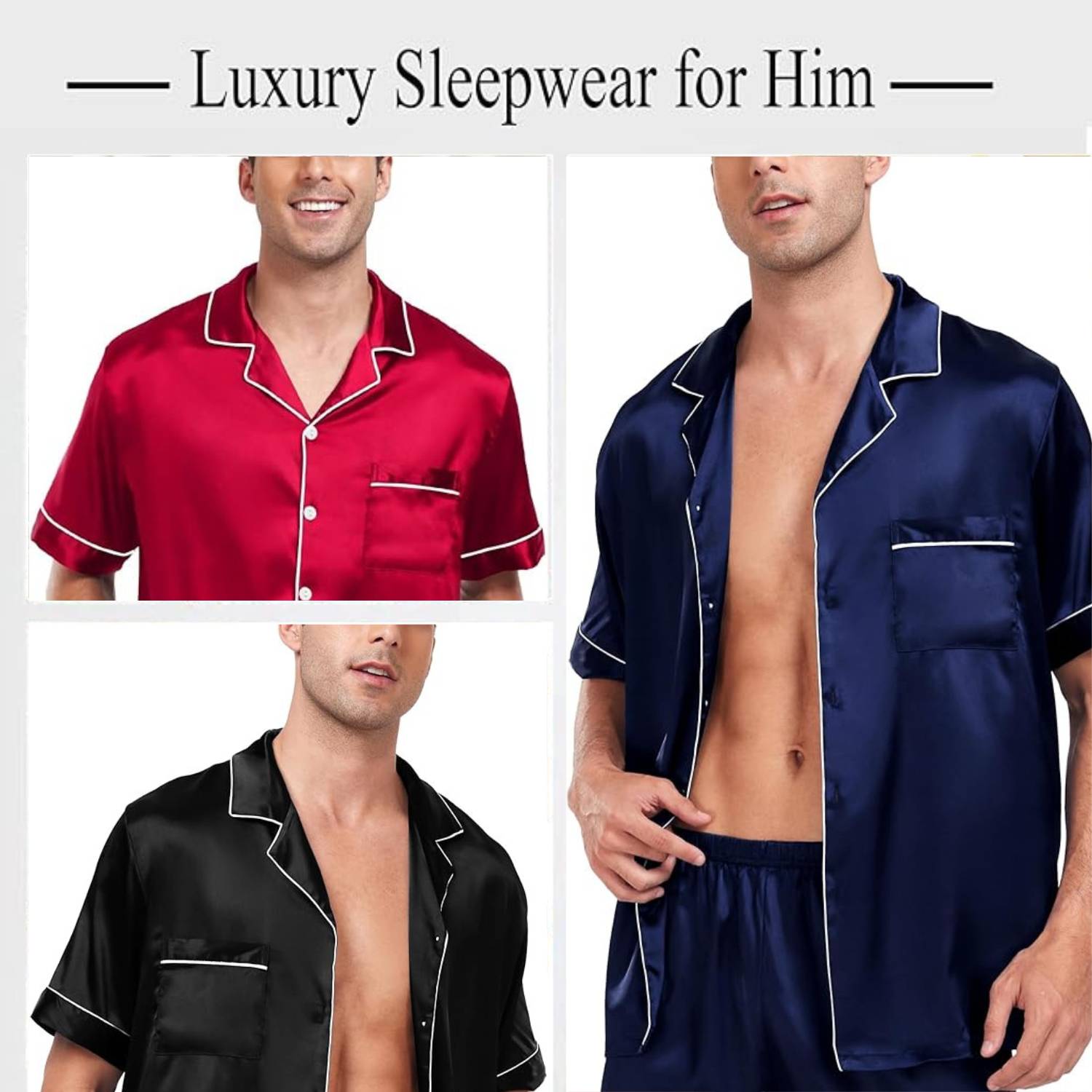 Men's short sleeve satin pyjama set