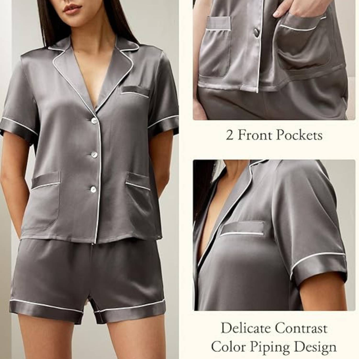 Women's Short Sleeve Silk Pyjamas: image 3