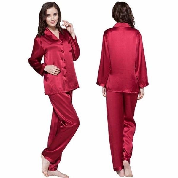 buy red pure silk pyjamas online