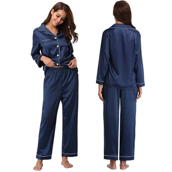 buy blue imitation silk long pyjamas online