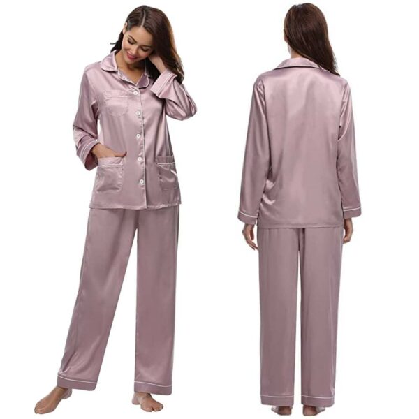 buy pink imitation silk long pyjamas online