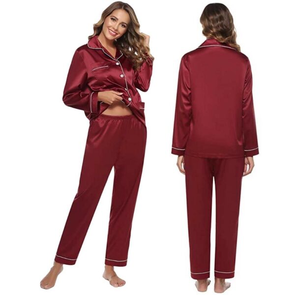 buy red imitation silk long pyjamas online