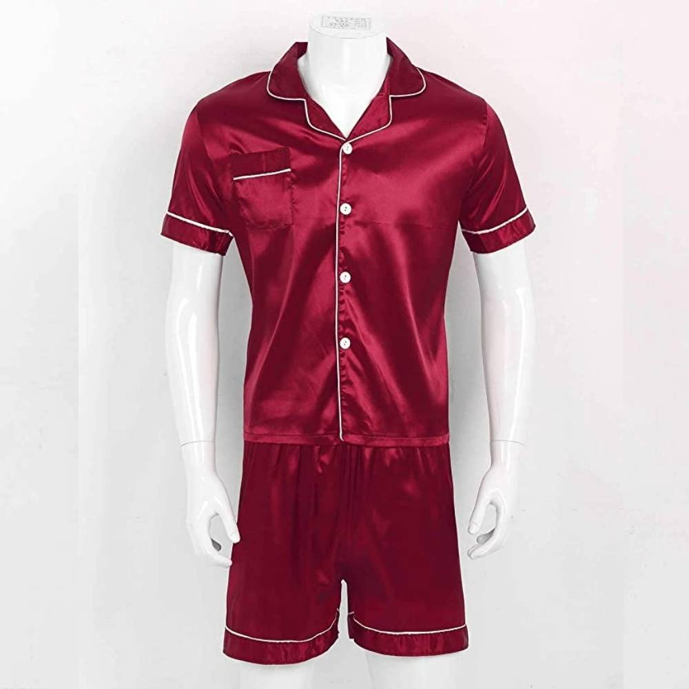 buy red satin silk pyjamas online